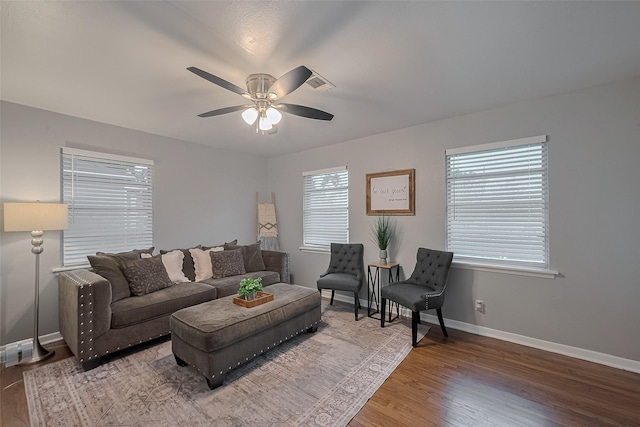 2218 Silverbonnet St, Houston, TX 77055 - living room featuring wood finished floors and a ceiling fan