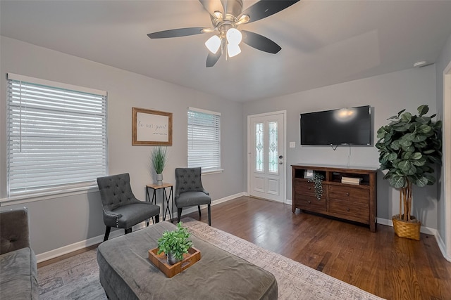 2218 Silverbonnet St, Houston, TX 77055 - living room featuring wood finished floors and ceiling fan