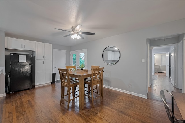 2218 Silverbonnet St, Houston, TX 77055 - dining space with a ceiling fan and dark wood-style floors