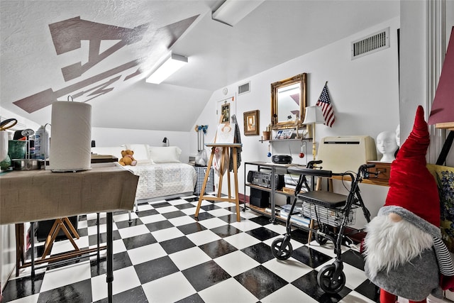 926 Grand Oaks Cir, College Station, TX 77840 - bedroom with tile patterned floors and lofted ceiling
