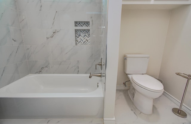 4516 Palmetto St, Bellaire, TX 77401 - bathroom with toilet, baseboards, and tub / shower combination
