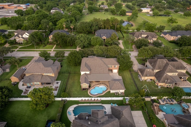 3602 Lindhaven Dr, Pearland, TX 77584 - aerial perspective of suburban area featuring a pool area