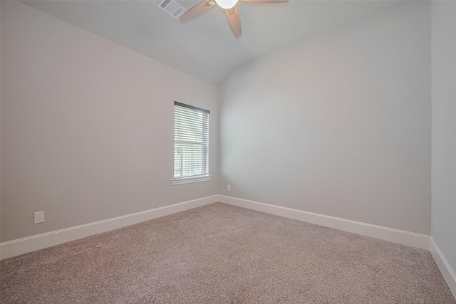 2206 Umber Oaks Ln, Brookshire, TX 77423 - carpeted spare room featuring a ceiling fan, vaulted ceiling, and baseboards