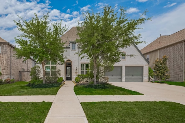 2206 Umber Oaks Ln, Brookshire, TX 77423 - french provincial home with concrete driveway, an attached garage, and brick siding