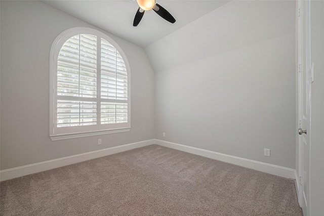2206 Umber Oaks Ln, Brookshire, TX 77423 - carpeted empty room featuring ceiling fan, lofted ceiling, plenty of natural light, and baseboards