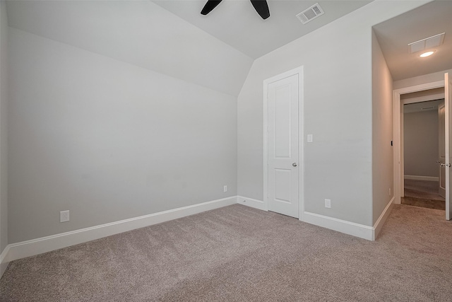2206 Umber Oaks Ln, Brookshire, TX 77423 - unfurnished bedroom with carpet, baseboards, vaulted ceiling, and ceiling fan
