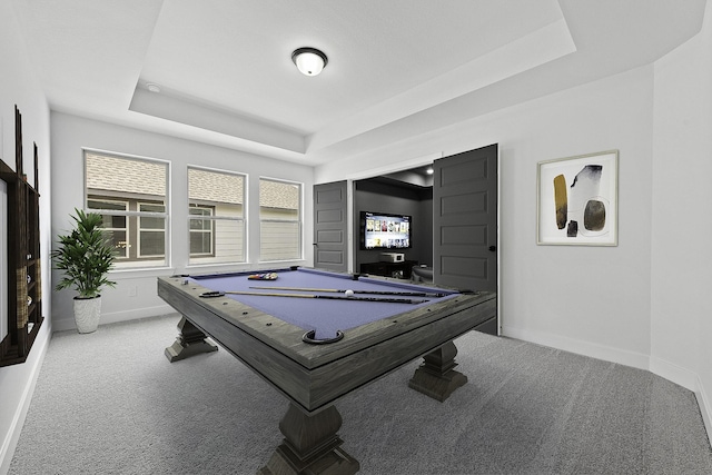 5041 Steady Breeze Dr, Katy, TX 77493 - rec room featuring carpet floors, a tray ceiling, and pool table