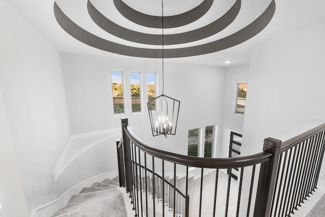24727 Lobelia Garden Ln, Katy, TX 77493 - staircase with a chandelier and recessed lighting