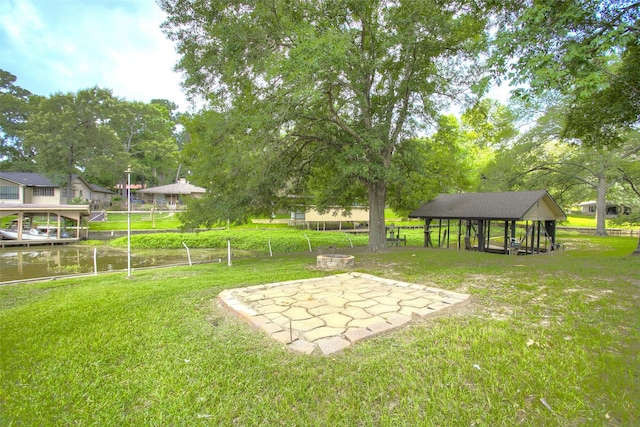 200 Cove View Dr, Trinity, TX 75862 - view of yard with a water view and a gazebo