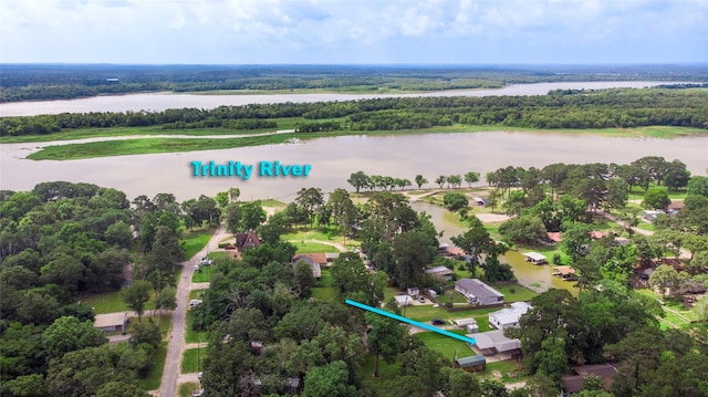 200 Cove View Dr, Trinity, TX 75862 - aerial view of property and surrounding area with a nearby body of water and a heavily wooded area