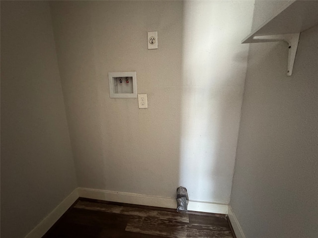 1206 Houston Ave, Pasadena, TX 77502 - laundry area with baseboards, dark wood-type flooring, and washer hookup