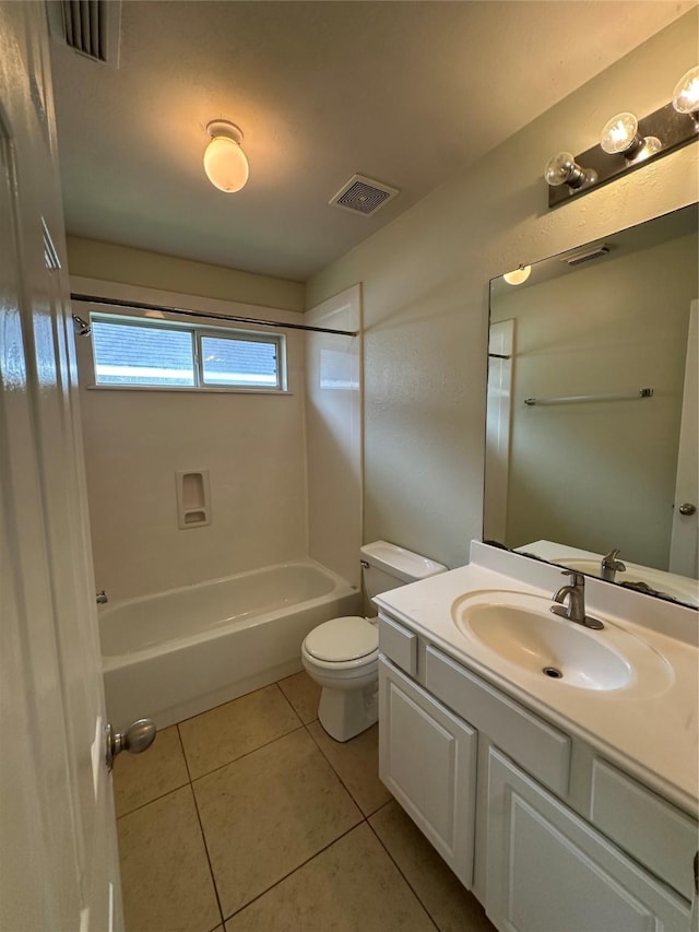 19119 Field Cottage Ln, Richmond, TX 77407 - full bathroom with vanity, shower / washtub combination, tile patterned floors, and toilet