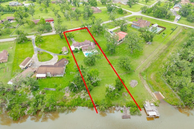208 Fawn Trl, Lake Jackson, TX 77566 - aerial view of property's location featuring property parcel outlined and a large body of water