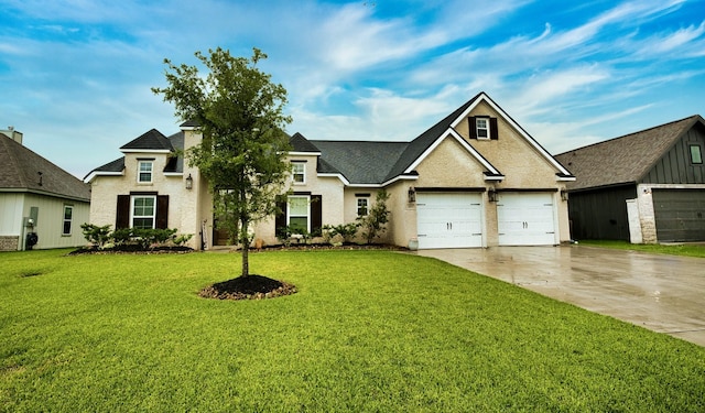 455 Green Meadows Dr, West Columbia, TX 77486 - view of front of house featuring concrete driveway, a front yard, and roof with shingles