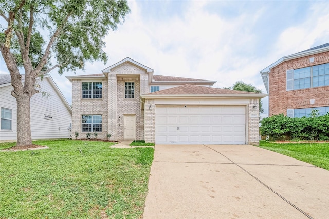 15251 Weeping Cedar Ln, Houston, TX 77084 - traditional home featuring brick siding, a front yard, driveway, and an attached garage