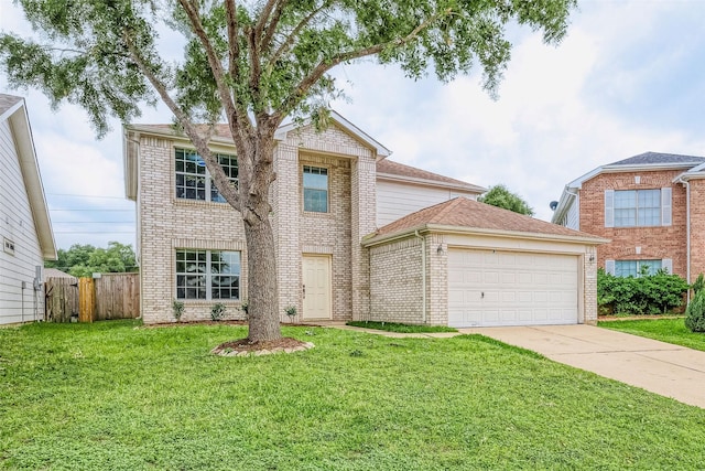 15251 Weeping Cedar Ln, Houston, TX 77084 - traditional-style house with an attached garage, brick siding, and driveway