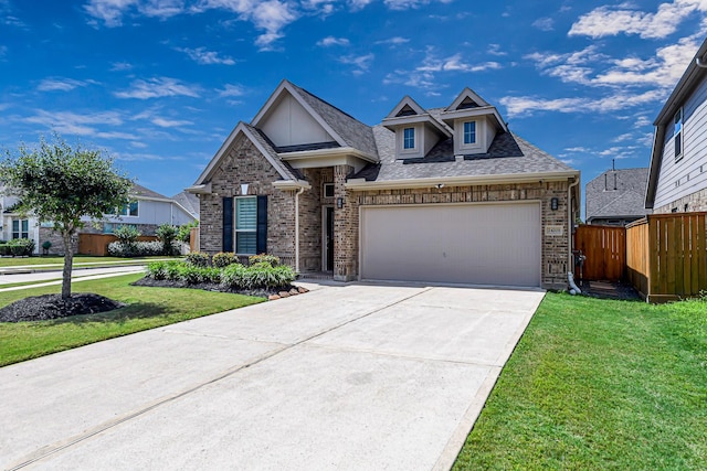 24203 Leonforte Dr, Richmond, TX 77406 - view of front of house featuring brick siding, driveway, an attached garage, and a shingled roof
