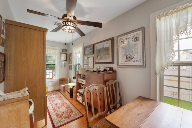 3222 Oakmont St, Houston, TX 77021 - living area with a ceiling fan and light wood-type flooring