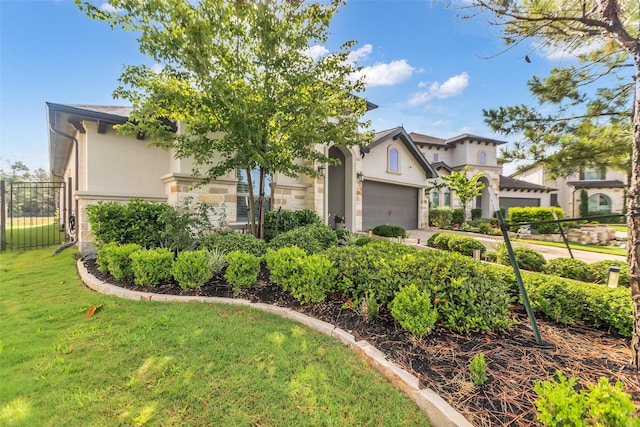 28249 Woodland Bend Way, Spring, TX 77386 - view of front facade featuring stucco siding, an attached garage, stone siding, and concrete driveway