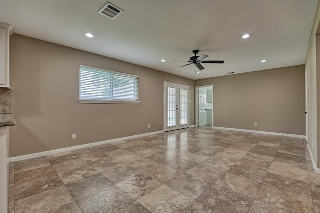 10411 Londonderry Dr, Houston, TX 77043 - spare room with baseboards, a ceiling fan, recessed lighting, and french doors