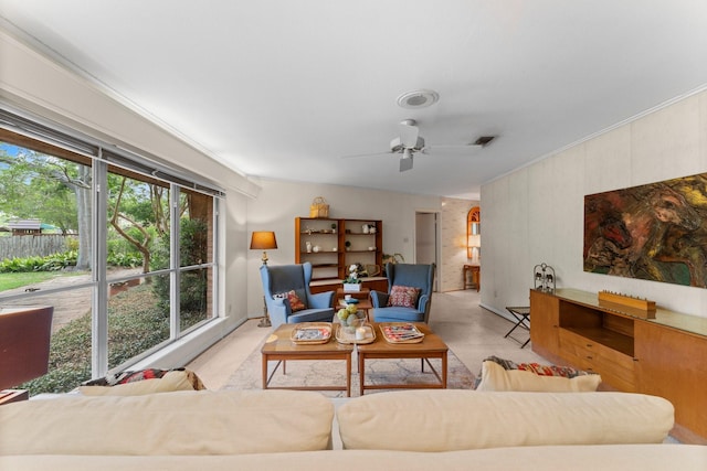 9809 Neuens Rd, Houston, TX 77080 - living room featuring a ceiling fan