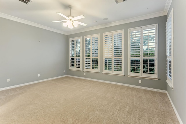 7014 Lake Haven Ct, Sugar Land, TX 77479 - empty room with carpet, a ceiling fan, ornamental molding, and baseboards