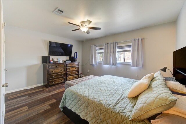 2246 Triway Ln, Houston, TX 77043 - bedroom featuring dark wood finished floors, baseboards, and a ceiling fan