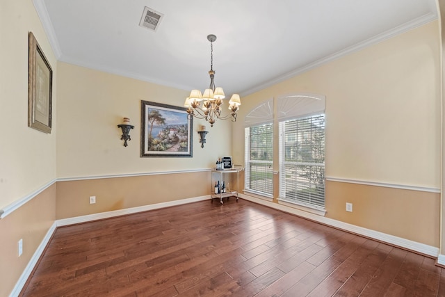 8910 Cote Ct, Houston, TX 77064 - empty room with wood finished floors, a chandelier, ornamental molding, and baseboards