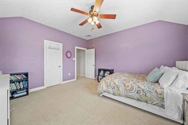 8910 Cote Ct, Houston, TX 77064 - carpeted bedroom with lofted ceiling, baseboards, and ceiling fan