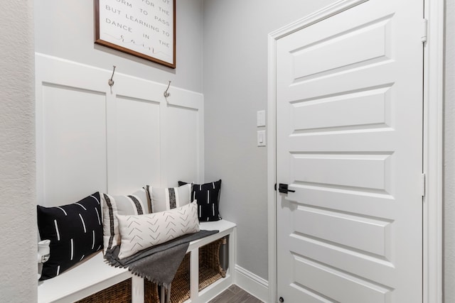 17185 Foxtrot Way, Conroe, TX 77302 - mudroom with wood finished floors and baseboards