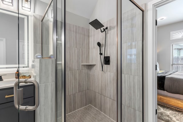 17185 Foxtrot Way, Conroe, TX 77302 - ensuite bathroom featuring a shower stall and vanity