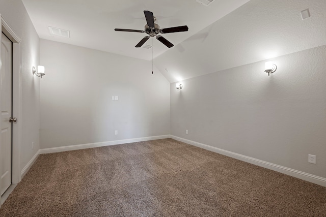 18735 Evanhale Bend Dr, Cypress, TX 77429 - carpeted spare room with lofted ceiling, a ceiling fan, and baseboards