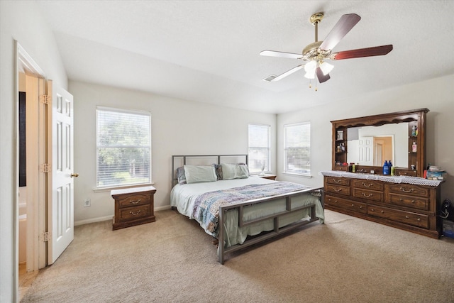 20203 Stonegrove Ct, Tomball, TX 77375 - bedroom with light carpet, ceiling fan, and baseboards