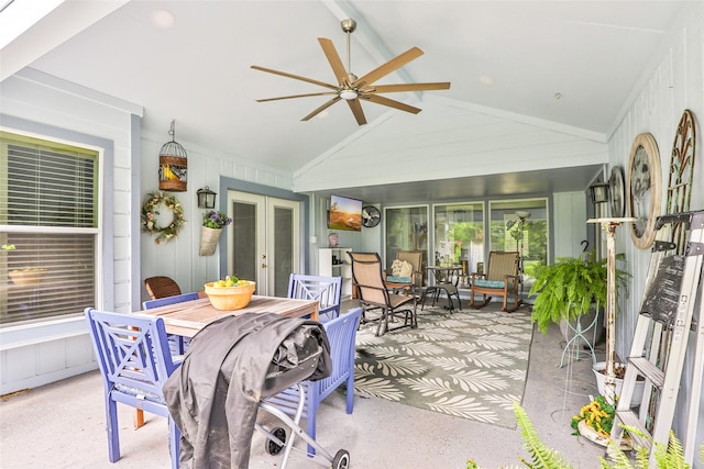 12121 Maverick Dr, Willis, TX 77378 - view of patio / terrace with outdoor dining space and ceiling fan