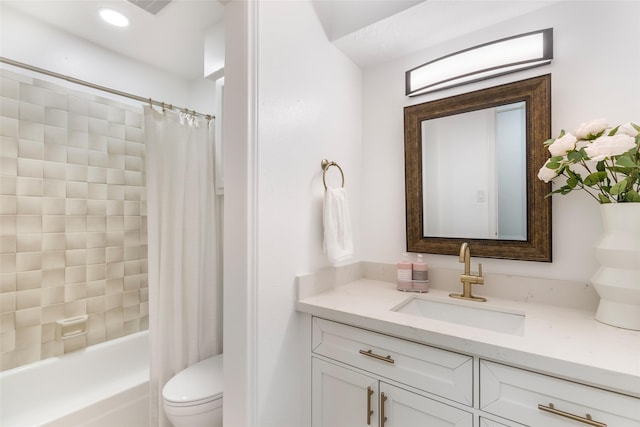12121 Maverick Dr, Willis, TX 77378 - full bath featuring toilet, vanity, and shower / bath combo with shower curtain