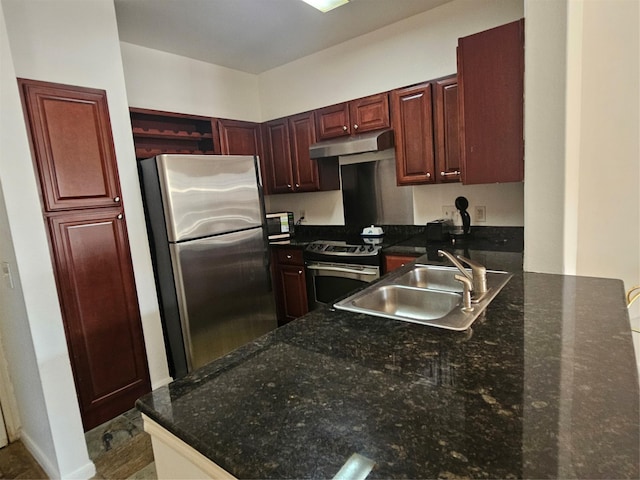 7575 Kirby Dr Unit 1104, Houston, TX 77030 - kitchen featuring appliances with stainless steel finishes, a sink, and under cabinet range hood