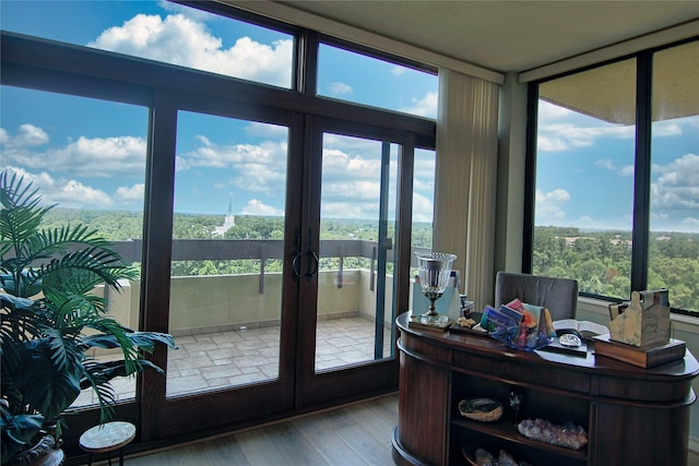 14655 Champion Forest Dr Unit 1102, Houston, TX 77069 - doorway featuring wood finished floors and french doors