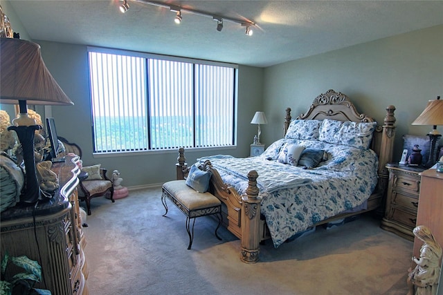 14655 Champion Forest Dr Unit 1102, Houston, TX 77069 - carpeted bedroom featuring rail lighting and baseboards