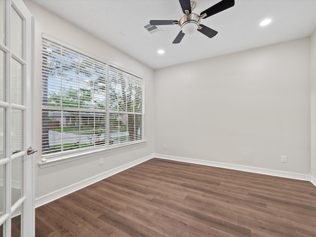10218 Earlington Manor Dr, Spring, TX 77379 - spare room with baseboards, wood finished floors, recessed lighting, and ceiling fan