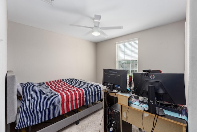 25131 Bells Canyon Dr, Porter, TX 77365 - carpeted bedroom featuring an office area and a ceiling fan