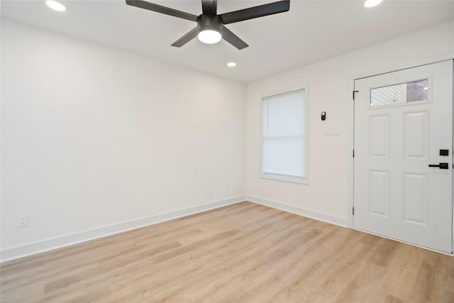 5847 Southington St, Houston, TX 77033 - entrance foyer featuring light wood finished floors, recessed lighting, ceiling fan, and healthy amount of natural light