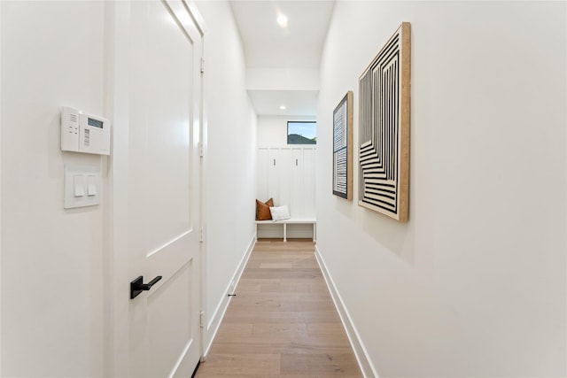 1741 Chippendale Rd, Houston, TX 77018 - hallway with light wood-style flooring and recessed lighting