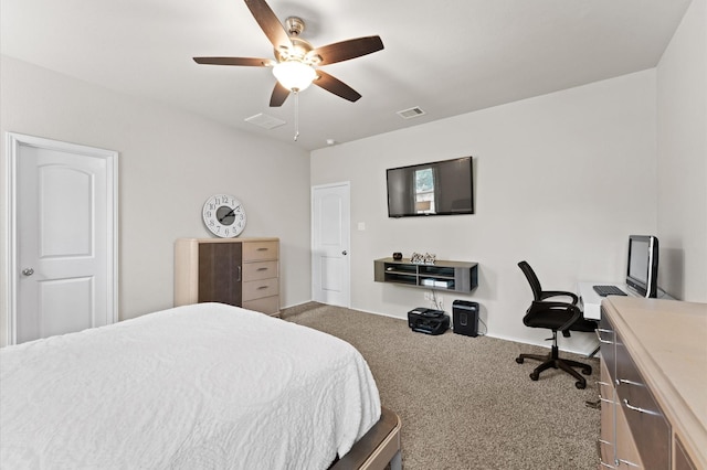 11375 Dawn Beach Ln, Conroe, TX 77304 - bedroom with carpet flooring, an office area, and ceiling fan