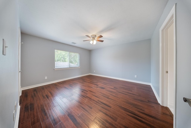 1818 Hillgreen Dr, Katy, TX 77494 - unfurnished room with a ceiling fan, dark wood-style flooring, and baseboards
