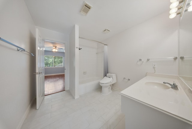 1818 Hillgreen Dr, Katy, TX 77494 - bathroom with shower / bath combo with shower curtain, vanity, toilet, baseboards, and tile patterned flooring