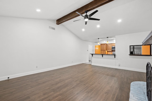 10507 Stockman Ln, Sugar Land, TX 77498 - unfurnished living room with dark wood finished floors, ceiling fan, baseboards, and recessed lighting