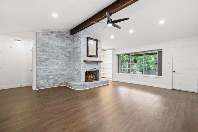 10507 Stockman Ln, Sugar Land, TX 77498 - unfurnished living room with ceiling fan, a fireplace, baseboards, and wood finished floors