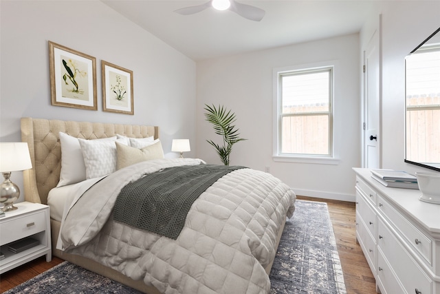 1730 Wakefield Dr, Houston, TX 77018 - bedroom with wood finished floors, baseboards, and ceiling fan