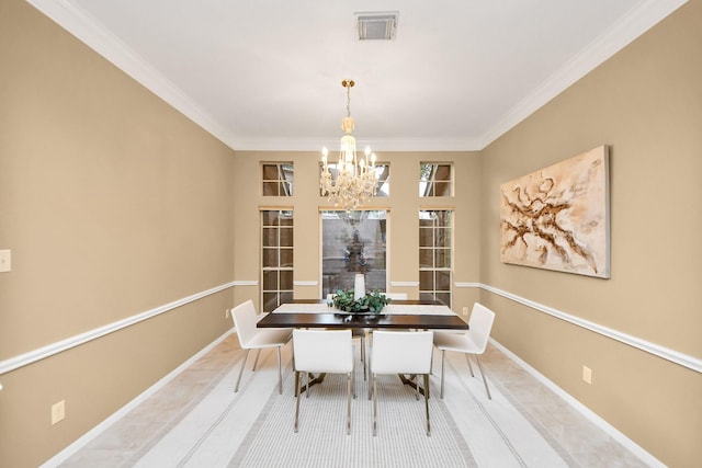 1542 Orchard Park Dr, Houston, TX 77077 - dining room with a chandelier, crown molding, and baseboards
