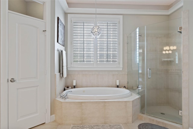9611 Stonebridge Pl, Tomball, TX 77375 - full bath with a garden tub, a shower stall, and tile patterned floors
